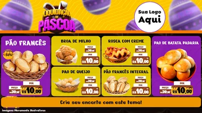 Modelo de TV para TV Horizontal com o tema Liquidação de Páscoa para Padaria