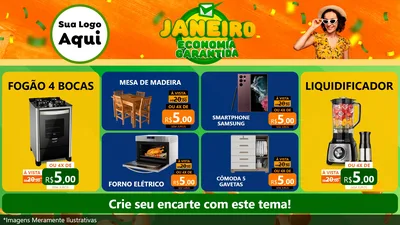 Modelo de TV para TV Horizontal com o tema Janeiro - Economia Garantida para Móveis e Eletro