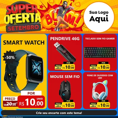 Modelo de Rede Social para Feed Facebook com o tema Super Oferta Setembro para Informática