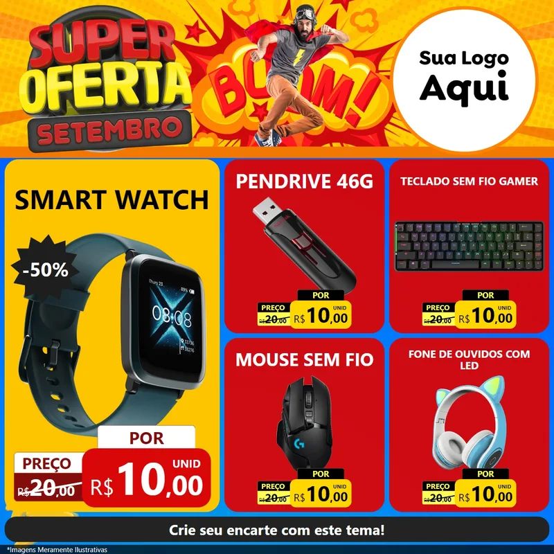 Modelo de Rede Social para Feed Facebook com o tema Super Oferta Setembro para Informática