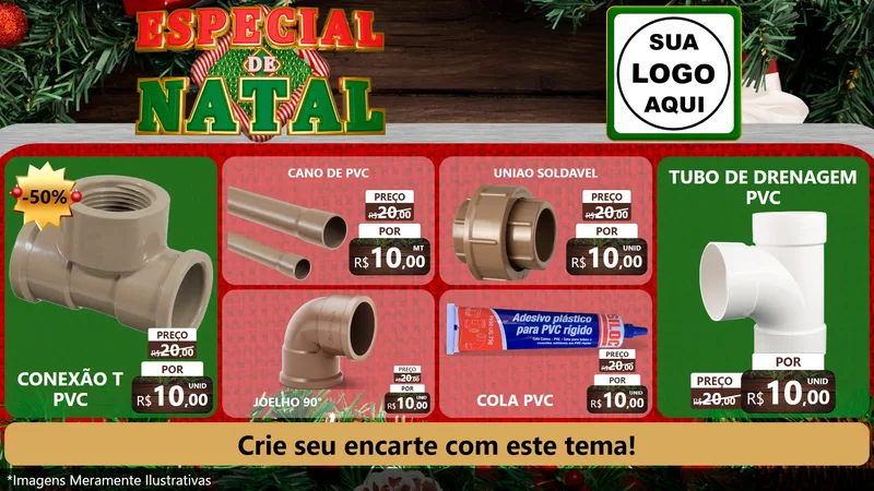 Modelo de TV para TV Horizontal com o tema Especial de Natal para Tubos e conexões