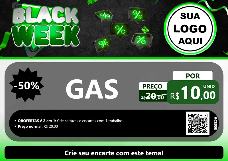 Modelo de Cartaz para Cartaz A4 Horizontal com o tema Black Week para Água e gás