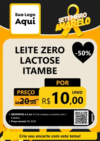 Modelo de Cartaz para Cartaz A4 Vertical com o tema Setembro Amarelo para Frios e Laticínios