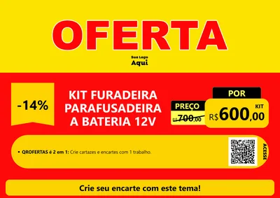 Modelo de Cartaz para Cartaz A4 Horizontal com o tema OFERTA - Vermelho Cartaz para Maquinas e Ferramentas
