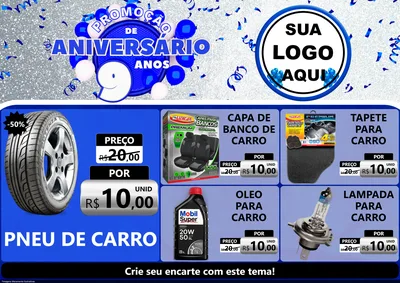 Modelo de Encarte para Encarte A4 Horizontal com o tema Promoção de Aniversário - 9 Anos para Auto peças