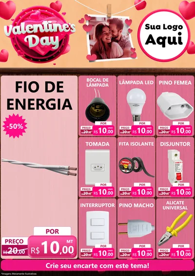 Modelo de Encarte para Encarte A4 Vertical com o tema Valentine's Day para Materiais Elétricos