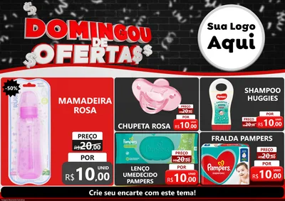 Modelo de Encarte para Encarte A4 Horizontal com o tema Domingou de Ofertas para Bebês