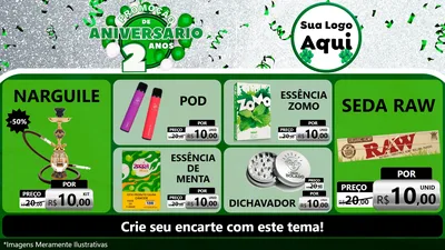 Modelo de TV para TV Horizontal com o tema Promoção de Aniversário - 2 Anos para Tabacaria