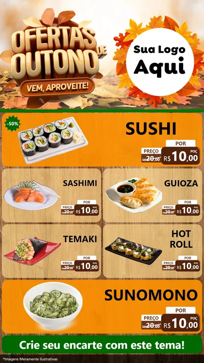 Modelo de TV para TV Vertical com o tema Ofertas de Outono - Vem, Aproveite! para Comida japonesa