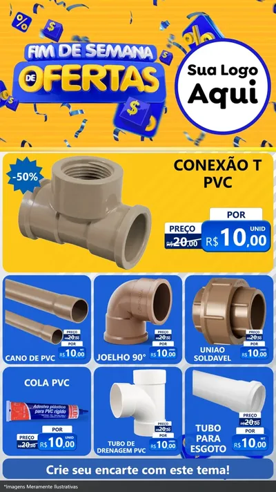 Modelo de Rede Social para Stories com o tema Fim de Semana de Ofertas para Tubos e conexões