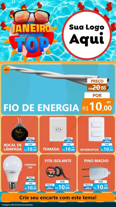Modelo de Rede Social para Stories com o tema Janeiro Top para Materiais Elétricos