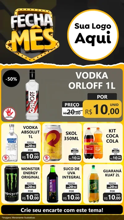 Modelo de Rede Social para Stories com o tema Fecha Mês para Distribuidora de bebidas