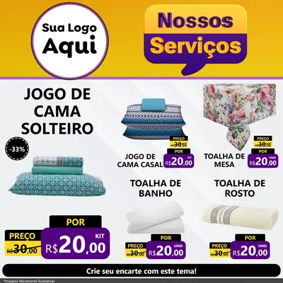 Modelo de Rede Social para Feed Facebook com o tema Nossos Serviços para Cama, Mesa e Banho