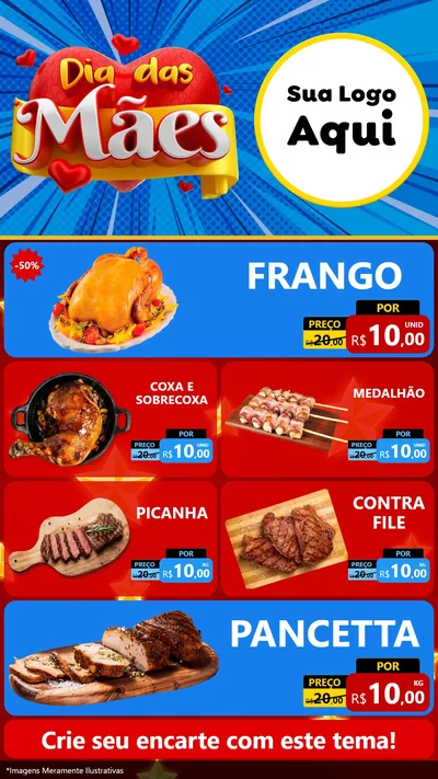 Modelo de TV para TV Vertical com o tema Dia das Mães para Assados