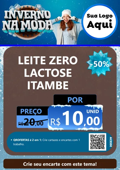 Modelo de Cartaz para Cartaz A4 Vertical com o tema Inverno na Moda para Frios e Laticínios