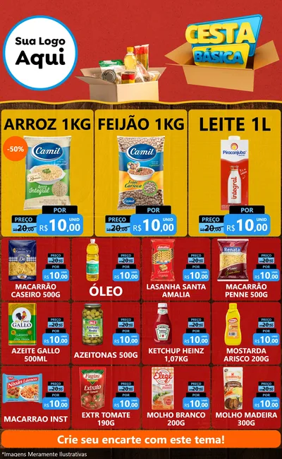 Modelo de Encarte para Encarte Grande com o tema Cesta Básica para Supermercado