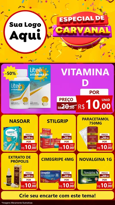 Modelo de Rede Social para Stories com o tema Especial de Carnaval para Farmácia