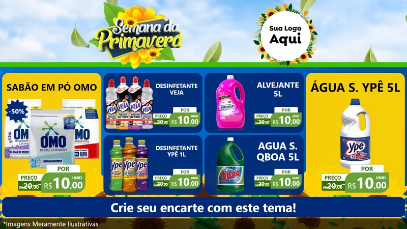 Modelo de TV para TV Horizontal com o tema Semana da Primavera para Produtos de Limpeza