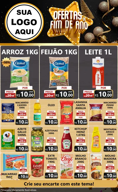 Modelo de Encarte para Encarte Grande com o tema Ofertas de Fim de Ano para Supermercado