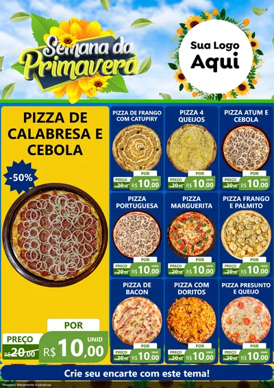 Modelo de Encarte para Encarte A4 Vertical com o tema Semana da Primavera para Pizzaria