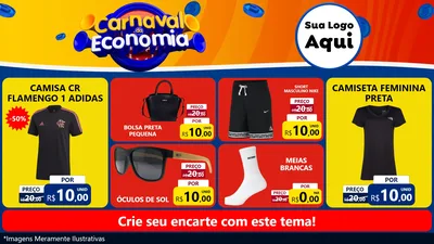 Modelo de TV para TV Horizontal com o tema Carnaval da Economia para Roupas e acessórios