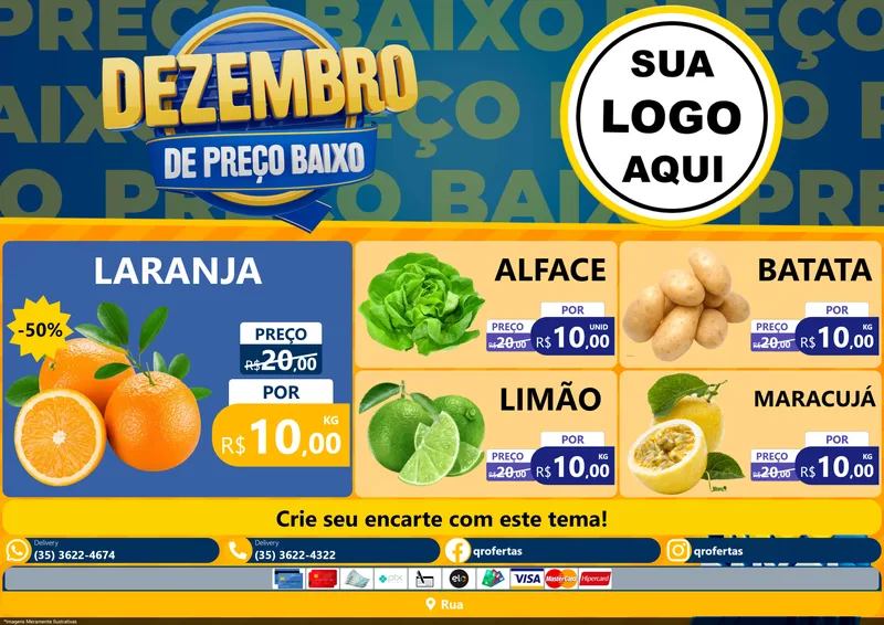 Modelo de Encarte para Encarte A4 Horizontal com o tema Dezembro de Preço Baixo para Hortifrúti