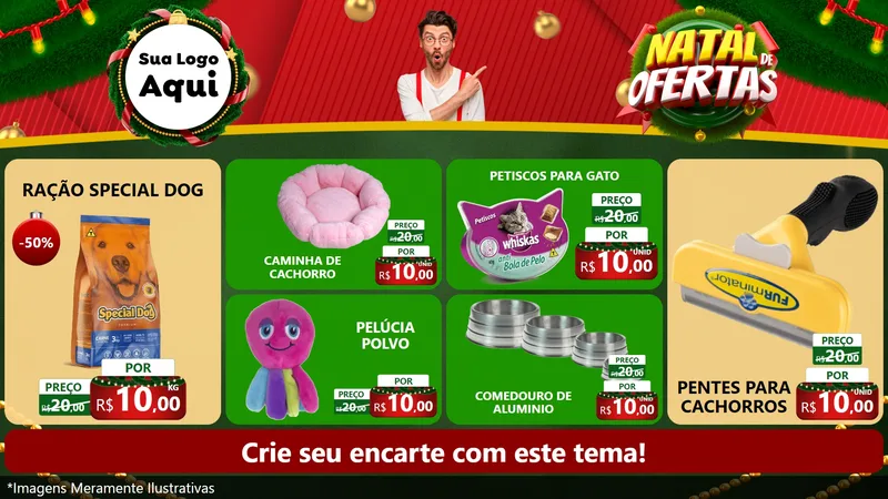 Modelo de TV para TV Horizontal com o tema Natal de Ofertas para Pet Shop