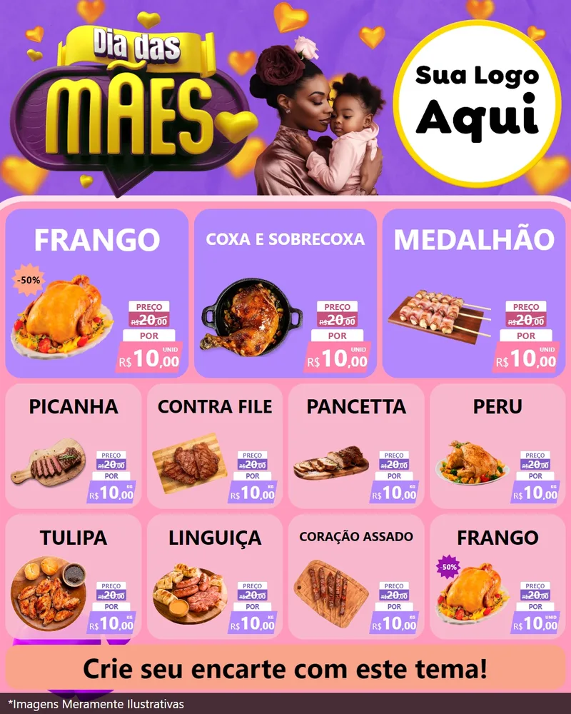Modelo de Rede Social para Feed Instagram com o tema Dia das Mães para Assados