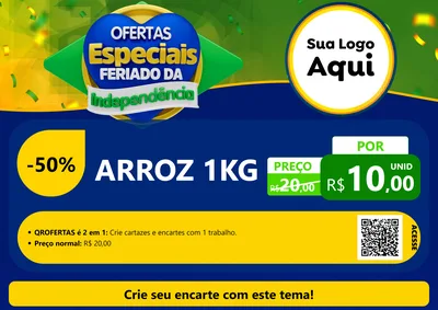 Modelo de Cartaz para Cartaz A4 Horizontal com o tema Ofertas Especiais Feriado da Independência para Supermercado