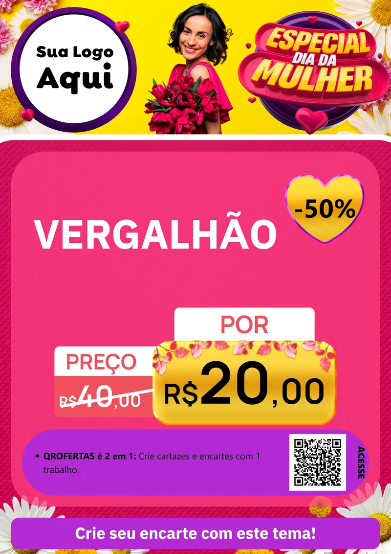 Modelo de Cartaz para Cartaz A4 Vertical com o tema Especial Dia da Mulher para Ferragens