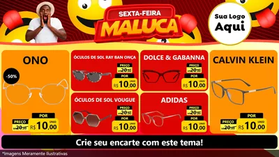 Modelo de TV para TV Horizontal com o tema Sexta-feira Maluca para Óticas