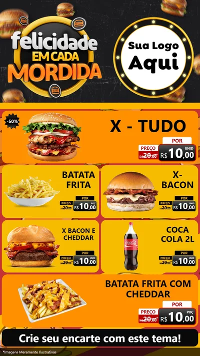 Modelo de TV para TV Vertical com o tema Felicidade Em Cada Mordida para Hamburgueria