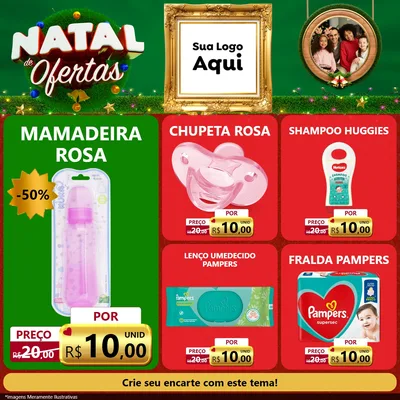 Modelo de Rede Social para Feed Facebook com o tema Natal de Ofertas para Bebês