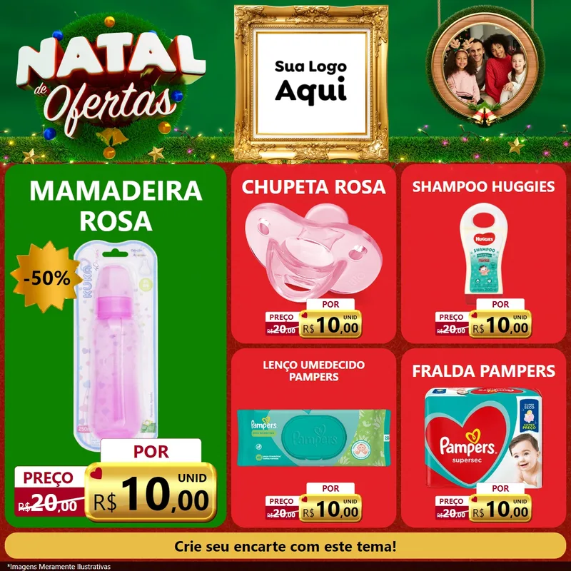 Modelo de Rede Social para Feed Facebook com o tema Natal de Ofertas para Bebês