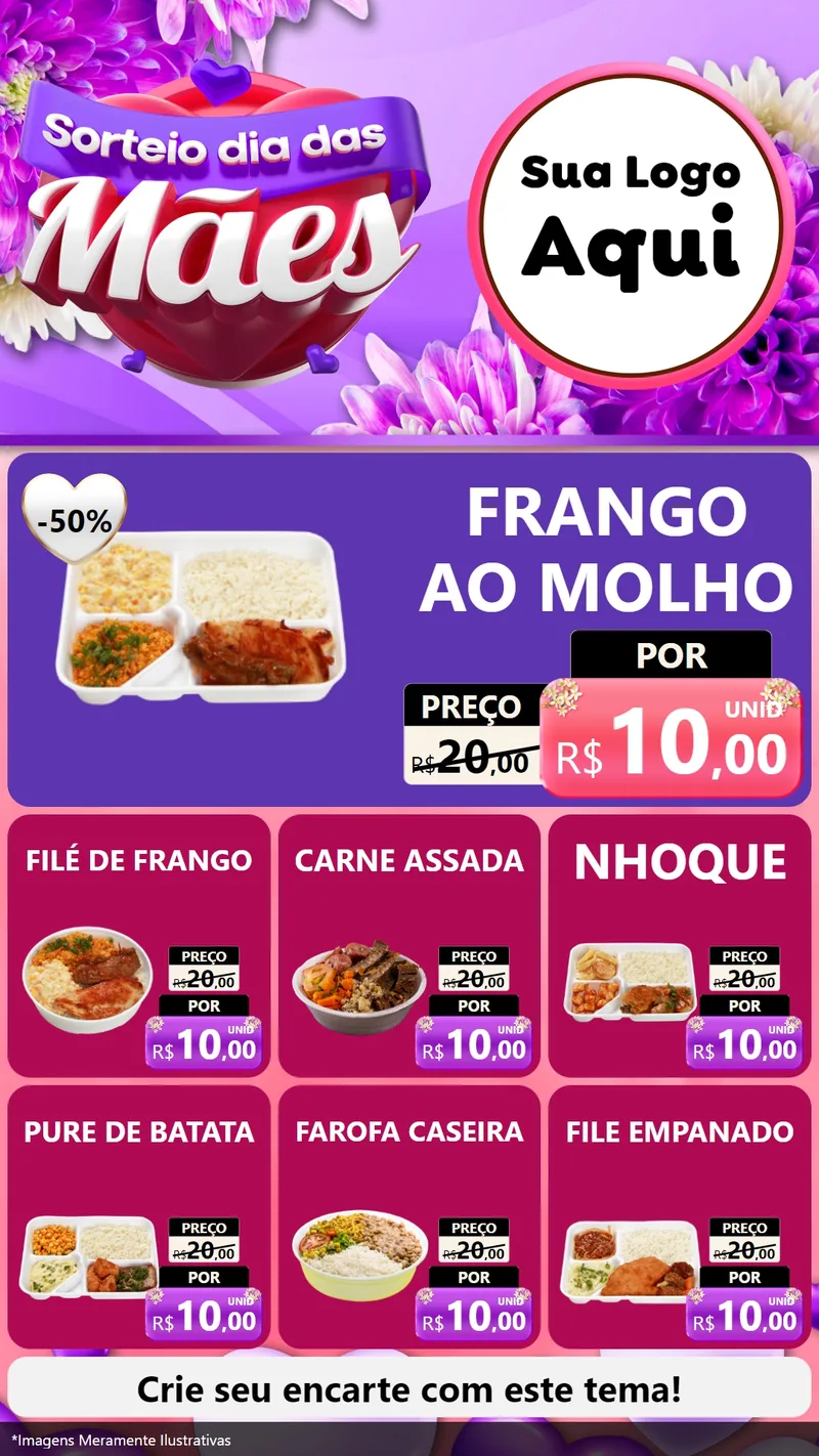 Modelo de Rede Social para Stories com o tema Sorteio Dia das Mães para Restaurante