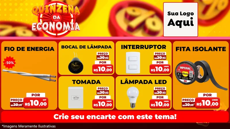 Modelo de TV para TV Horizontal com o tema Quinzena Da Economia para Materiais Elétricos
