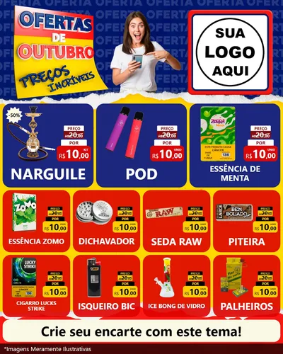 Modelo de Rede Social para Feed Instagram com o tema Ofertas de Outubro - Preços Incríveis para Tabacaria