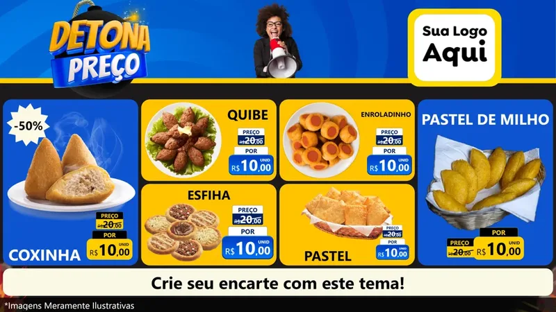Modelo de TV para TV Horizontal com o tema Detona Preços para Salgadaria