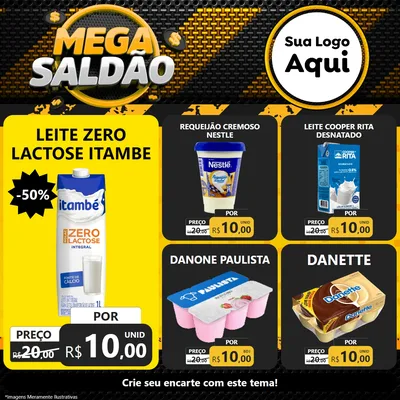 Modelo de Rede Social para Feed Facebook com o tema Mega Saldão para Frios e Laticínios