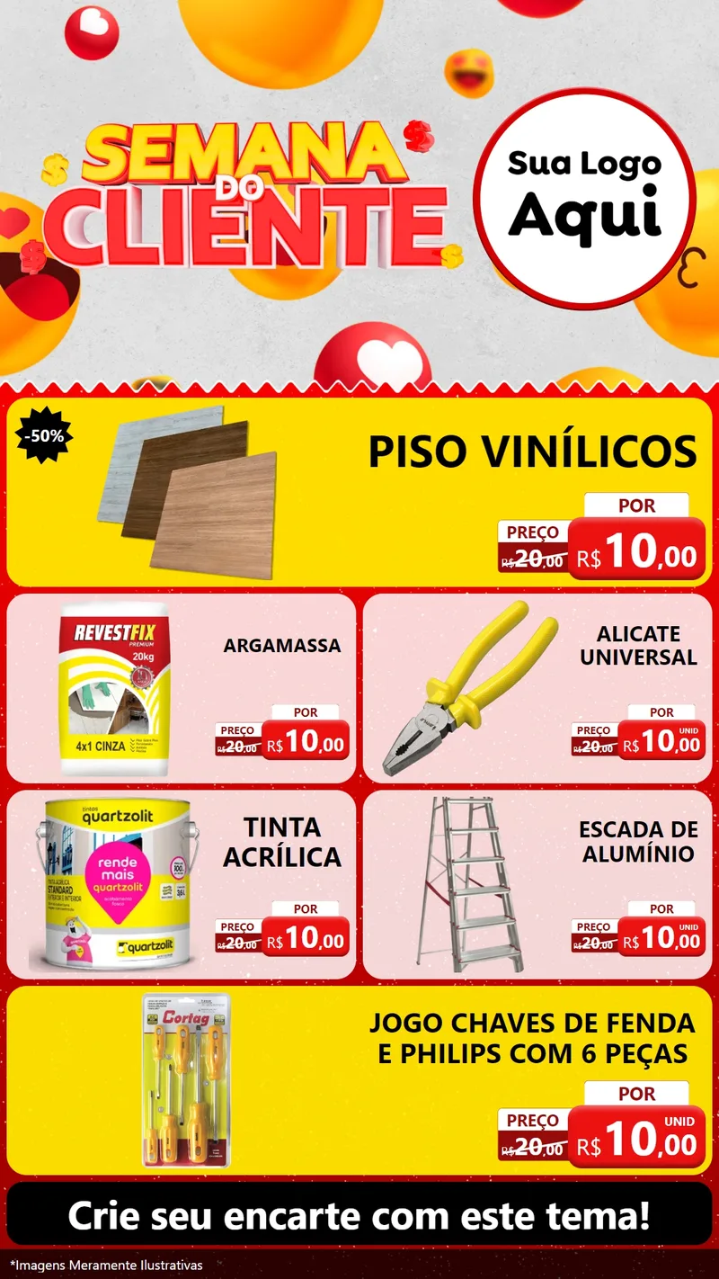 Modelo de TV para TV Vertical com o tema Semana do Cliente para Material para Construção