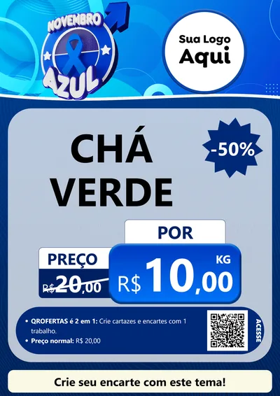 Modelo de Cartaz para Cartaz A4 Vertical com o tema Novembro Azul para Produtos Naturais