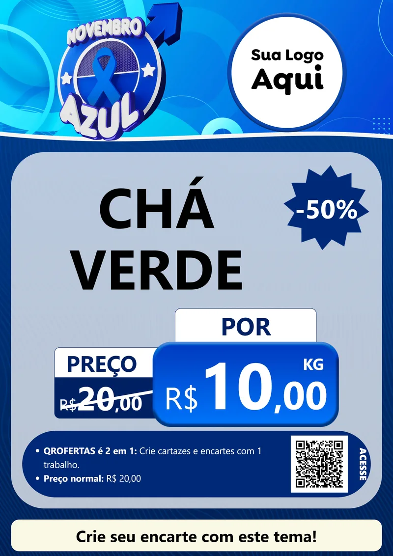 Modelo de Cartaz para Cartaz A4 Vertical com o tema Novembro Azul para Produtos Naturais