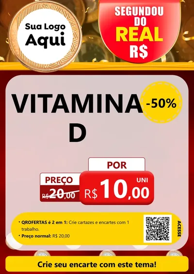 Modelo de Cartaz para Cartaz A4 Vertical com o tema Segundou do Real para Farmácia