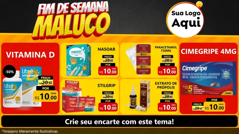 Modelo de TV para TV Horizontal com o tema Final de Semana Maluco para Farmácia