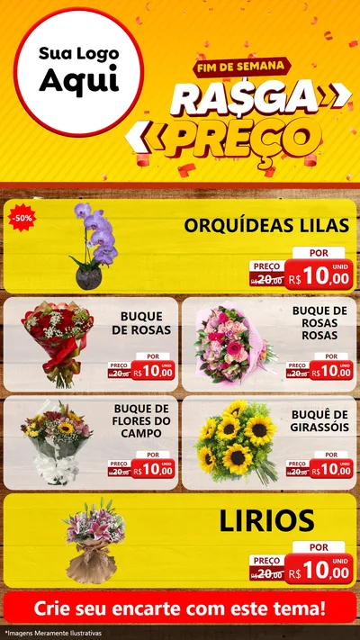 Modelo de TV para TV Vertical com o tema Fim de Semana Rasga Preços para Floricultura e jardim