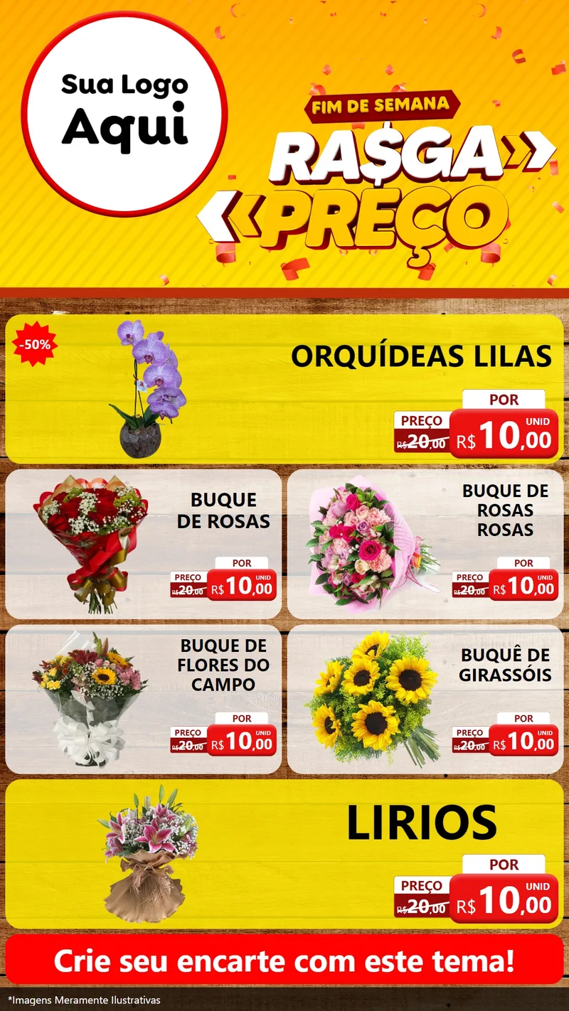 Modelo de TV para TV Vertical com o tema Fim de Semana Rasga Preços para Floricultura e jardim