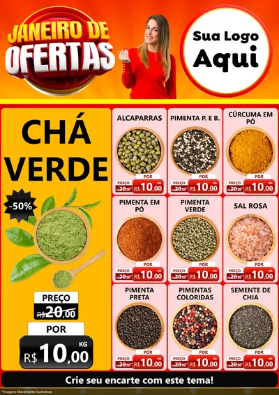 Modelo de Encarte para Encarte A4 Vertical com o tema Janeiro de Ofertas para Produtos Naturais