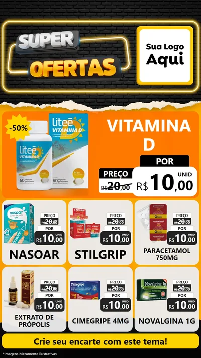 Modelo de Rede Social para Stories com o tema Super Ofertas para Farmácia
