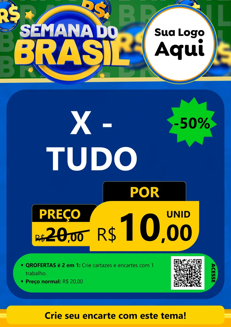Modelo de Cartaz para Cartaz A4 Vertical com o tema Semana Do Brasil para Hamburgueria