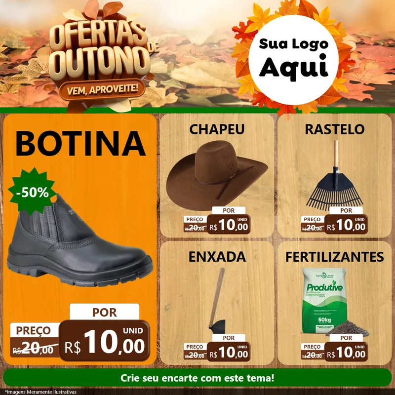Modelo de Rede Social para Feed Facebook com o tema Ofertas de Outono - Vem, Aproveite! para Agropecuária